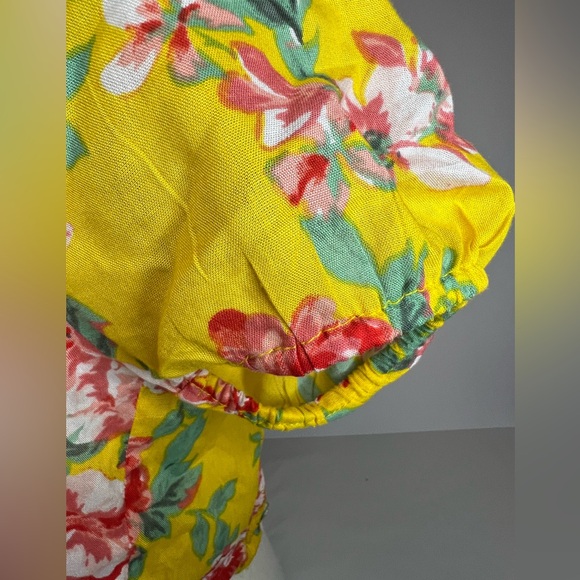 Jolie & Joy yellow Summer floral short sleeve crop top tie front medium Junior - Picture 5 of 8